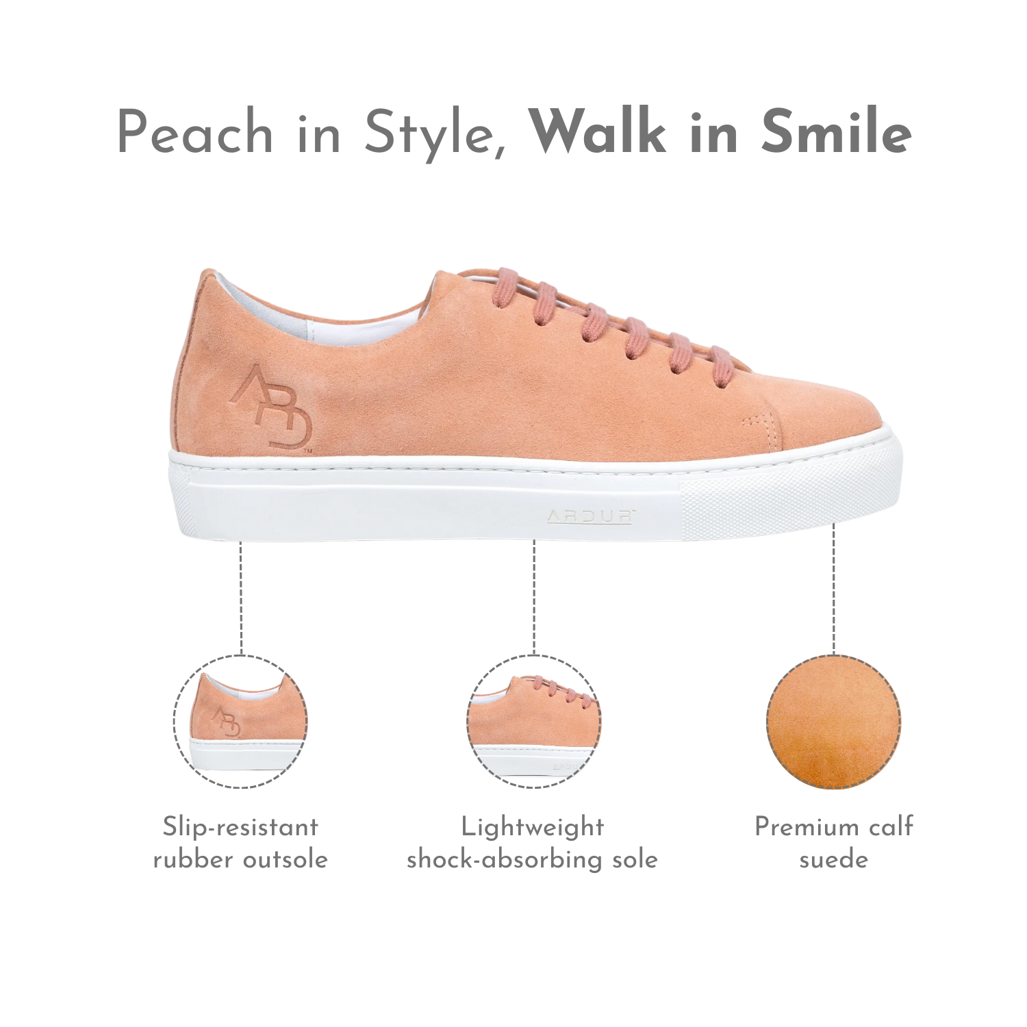 Peach Aura | Women's Suede Sneakers